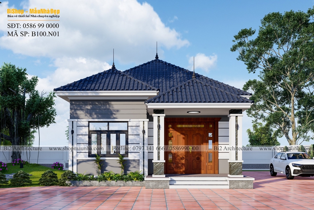 Top 30 Mẫu nhà 1 tầng 4 phòng ngủ Bản vẽ 3D chi tiết cực đẹp 2023 #26 Top 30 Mẫu nhà 1 tầng 4 phòng ngủ Bản vẽ 3D chi tiết cực đẹp 2023